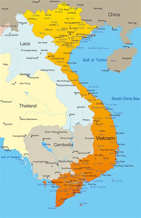 vietnam map with cities.